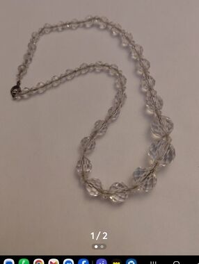 vintage sterling silvery germany marked crystal beaded necklace
